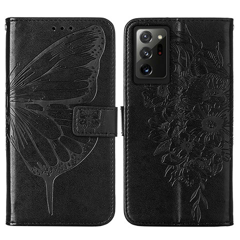 Coque Portefeuille Papillon Livre Cuir Etui Clapet Y01B pour Samsung Galaxy Note 20 Ultra 5G Noir