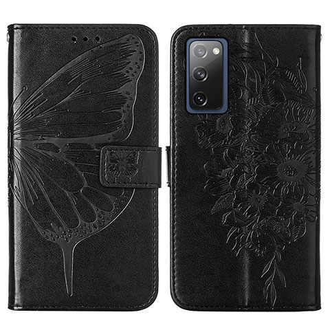 Coque Portefeuille Papillon Livre Cuir Etui Clapet Y01B pour Samsung Galaxy S20 FE 4G Noir