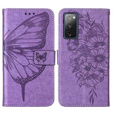 Coque Portefeuille Papillon Livre Cuir Etui Clapet Y01B pour Samsung Galaxy S20 Lite 5G Violet Clair