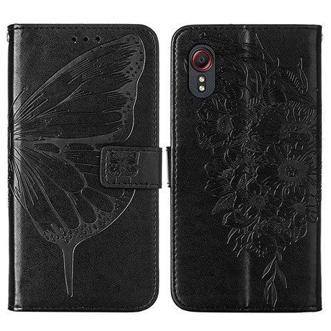 Coque Portefeuille Papillon Livre Cuir Etui Clapet Y01B pour Samsung Galaxy XCover 5 SM-G525F Noir