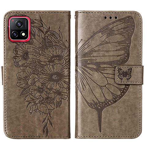 Coque Portefeuille Papillon Livre Cuir Etui Clapet Y01B pour Vivo iQOO U3 5G Gris