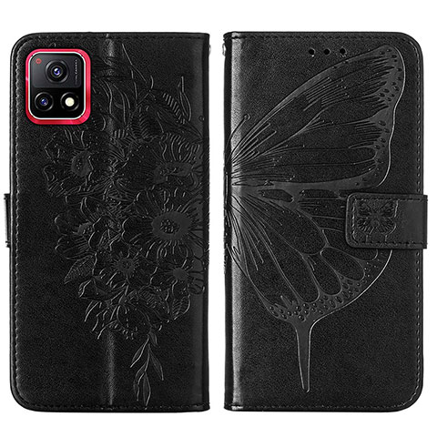 Coque Portefeuille Papillon Livre Cuir Etui Clapet Y01B pour Vivo iQOO U3x 5G Noir