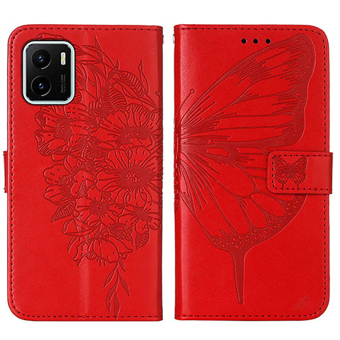 Coque Portefeuille Papillon Livre Cuir Etui Clapet Y01B pour Vivo iQOO U5x Rouge