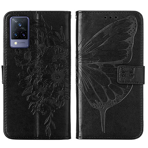 Coque Portefeuille Papillon Livre Cuir Etui Clapet Y01B pour Vivo V21 5G Noir