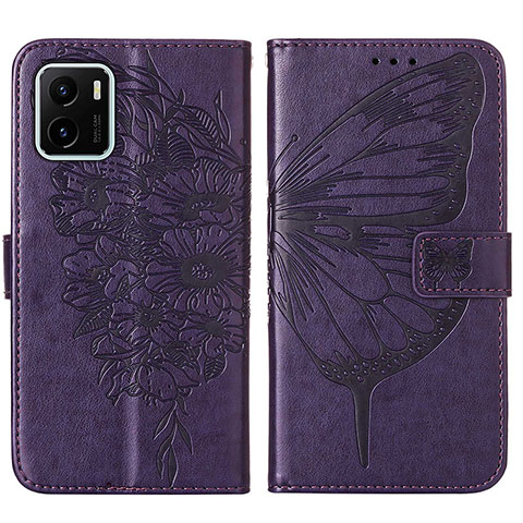 Coque Portefeuille Papillon Livre Cuir Etui Clapet Y01B pour Vivo Y01A Violet