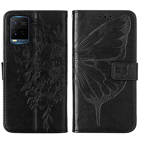 Coque Portefeuille Papillon Livre Cuir Etui Clapet Y01B pour Vivo Y21a Noir