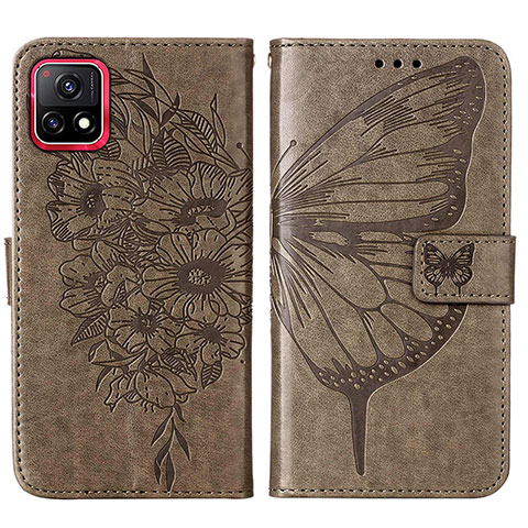 Coque Portefeuille Papillon Livre Cuir Etui Clapet Y01B pour Vivo Y31s 5G Gris