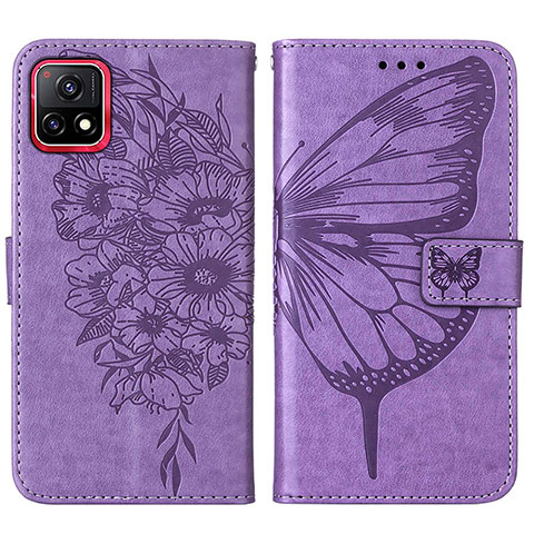 Coque Portefeuille Papillon Livre Cuir Etui Clapet Y01B pour Vivo Y54s 5G Violet Clair