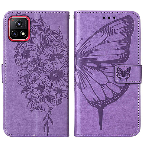 Coque Portefeuille Papillon Livre Cuir Etui Clapet Y01B pour Vivo Y72 India Violet Clair