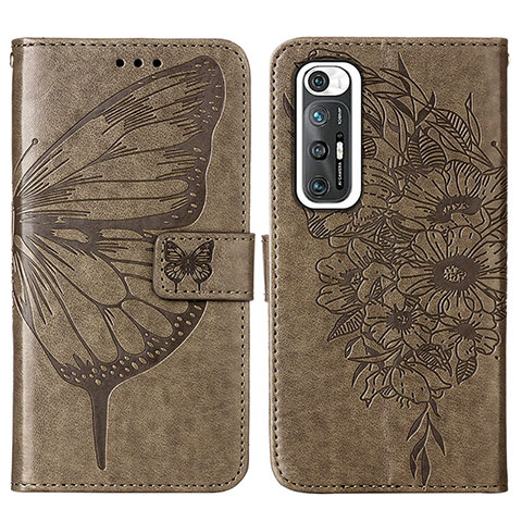 Coque Portefeuille Papillon Livre Cuir Etui Clapet Y01B pour Xiaomi Mi 10S 5G Gris