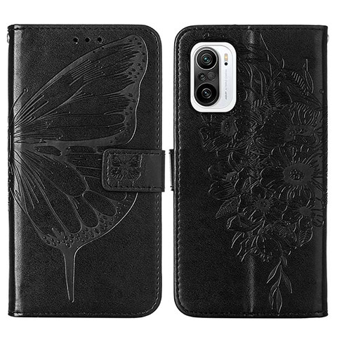 Coque Portefeuille Papillon Livre Cuir Etui Clapet Y01B pour Xiaomi Poco F3 5G Noir