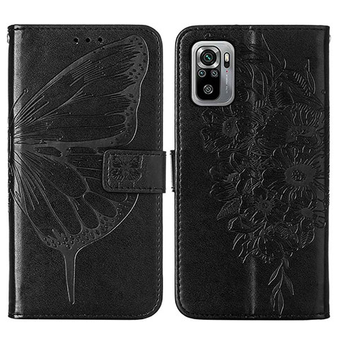 Coque Portefeuille Papillon Livre Cuir Etui Clapet Y01B pour Xiaomi Poco M5S Noir