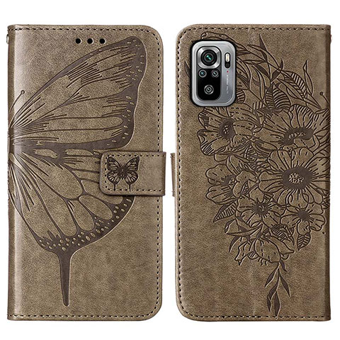 Coque Portefeuille Papillon Livre Cuir Etui Clapet Y01B pour Xiaomi Redmi Note 11 SE India 4G Gris