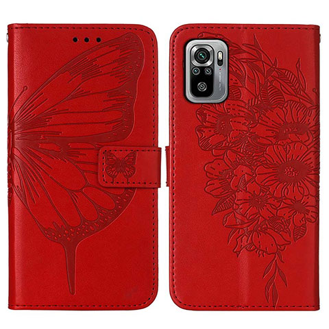 Coque Portefeuille Papillon Livre Cuir Etui Clapet Y01B pour Xiaomi Redmi Note 11 SE India 4G Rouge