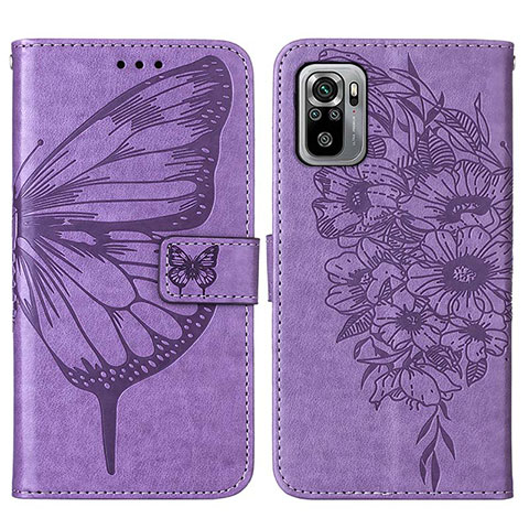 Coque Portefeuille Papillon Livre Cuir Etui Clapet Y01B pour Xiaomi Redmi Note 11 SE India 4G Violet Clair