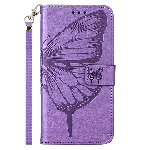 Coque Portefeuille Papillon Livre Cuir Etui Clapet Y02B pour Samsung Galaxy A03 Violet Clair