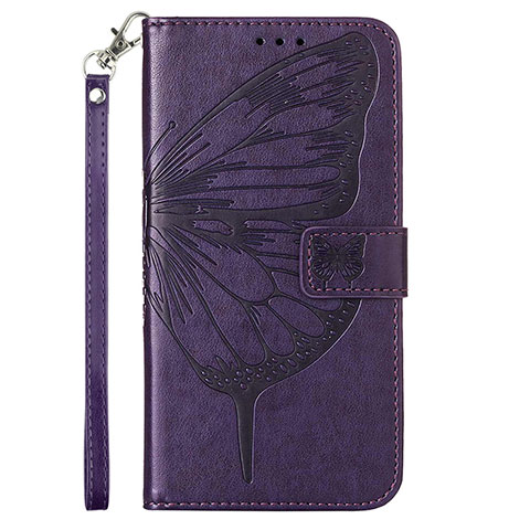 Coque Portefeuille Papillon Livre Cuir Etui Clapet Y02B pour Samsung Galaxy F02S SM-E025F Violet