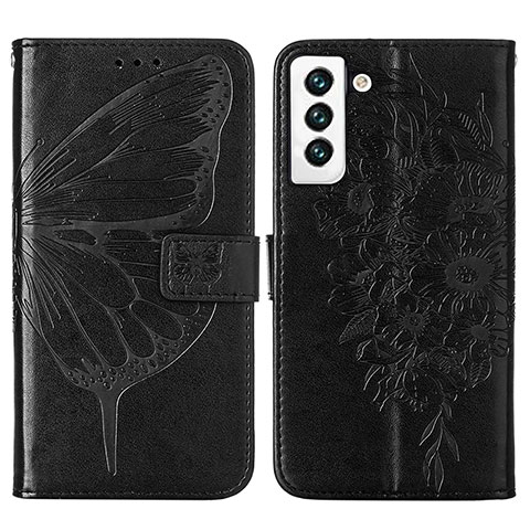 Coque Portefeuille Papillon Livre Cuir Etui Clapet Y06B pour Samsung Galaxy S21 5G Noir