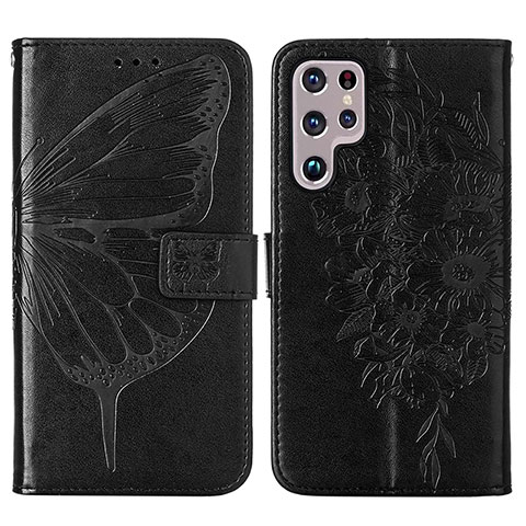 Coque Portefeuille Papillon Livre Cuir Etui Clapet Y06B pour Samsung Galaxy S24 Ultra 5G Noir