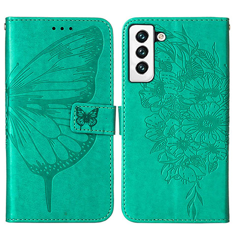 Coque Portefeuille Papillon Livre Cuir Etui Clapet Y06B pour Samsung Galaxy S25 5G Vert