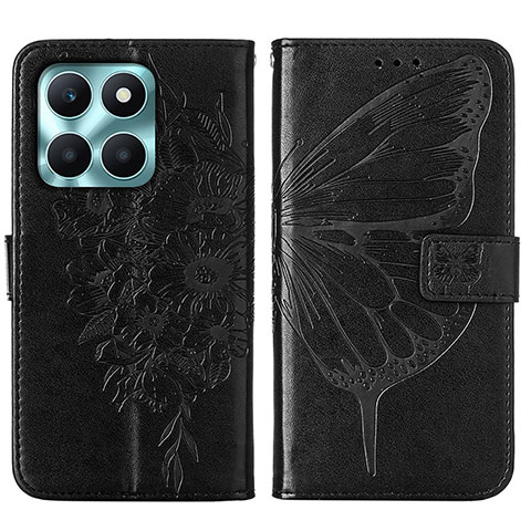 Coque Portefeuille Papillon Livre Cuir Etui Clapet YB1 pour Huawei Honor X8b Noir