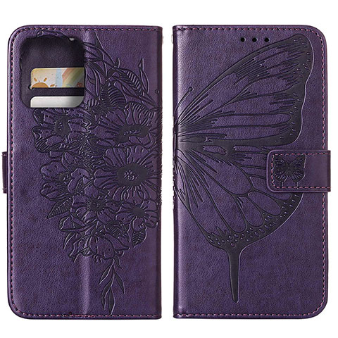 Coque Portefeuille Papillon Livre Cuir Etui Clapet YB1 pour Motorola Moto Edge Plus (2023) 5G Violet