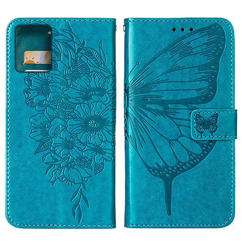 Coque Portefeuille Papillon Livre Cuir Etui Clapet YB1 pour Motorola Moto G 5G (2023) Bleu