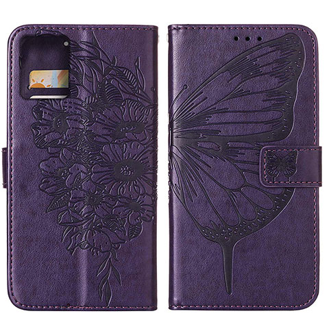 Coque Portefeuille Papillon Livre Cuir Etui Clapet YB1 pour Motorola Moto G 5G (2023) Violet