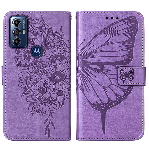 Coque Portefeuille Papillon Livre Cuir Etui Clapet YB1 pour Motorola Moto G Play (2023) Violet Clair