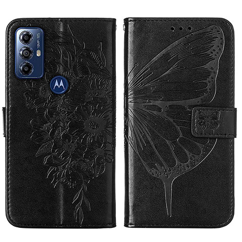 Coque Portefeuille Papillon Livre Cuir Etui Clapet YB1 pour Motorola Moto G Play Gen 2 Noir