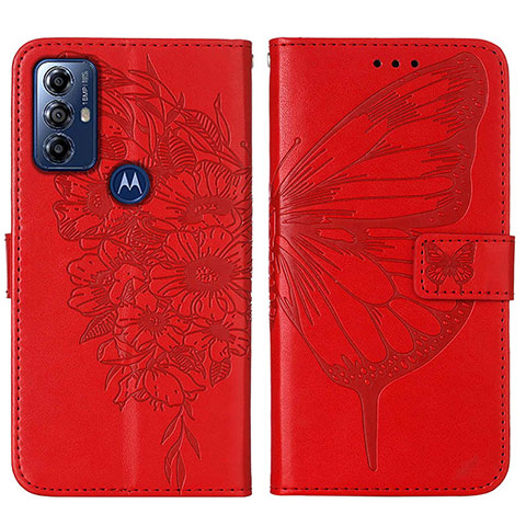 Coque Portefeuille Papillon Livre Cuir Etui Clapet YB1 pour Motorola Moto G Power (2022) Rouge