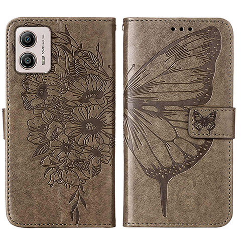 Coque Portefeuille Papillon Livre Cuir Etui Clapet YB1 pour Motorola Moto G53 5G Gris