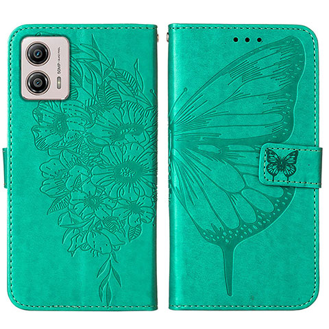 Coque Portefeuille Papillon Livre Cuir Etui Clapet YB1 pour Motorola Moto G53 5G Vert