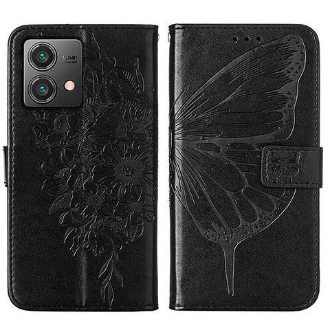 Coque Portefeuille Papillon Livre Cuir Etui Clapet YB1 pour Motorola Moto G84 5G Noir