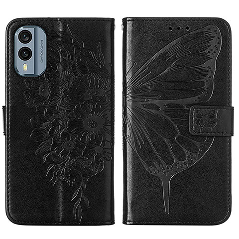 Coque Portefeuille Papillon Livre Cuir Etui Clapet YB1 pour Nokia X30 5G Noir