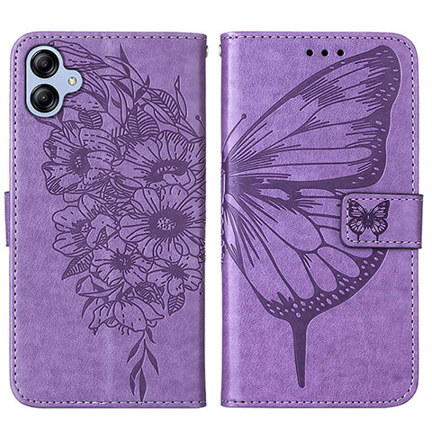 Coque Portefeuille Papillon Livre Cuir Etui Clapet YB1 pour Samsung Galaxy A04 4G Violet Clair