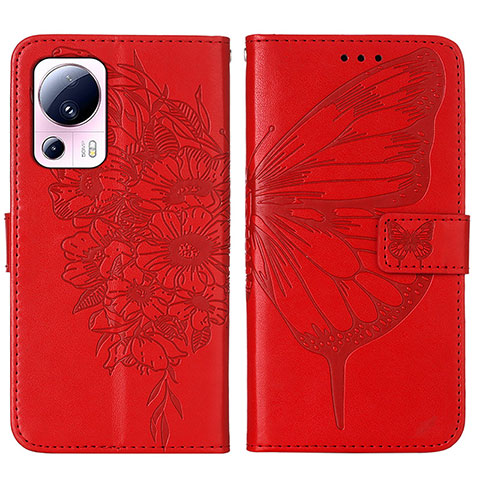 Coque Portefeuille Papillon Livre Cuir Etui Clapet YB1 pour Xiaomi Mi 12 Lite NE 5G Rouge