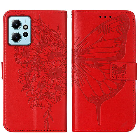 Coque Portefeuille Papillon Livre Cuir Etui Clapet YB1 pour Xiaomi Redmi Note 12 4G Rouge