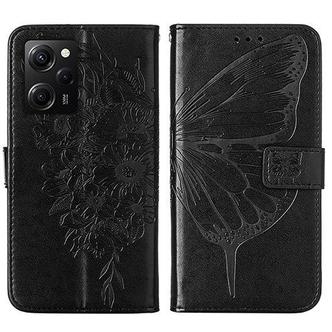 Coque Portefeuille Papillon Livre Cuir Etui Clapet YB1 pour Xiaomi Redmi Note 12 Pro Speed 5G Noir