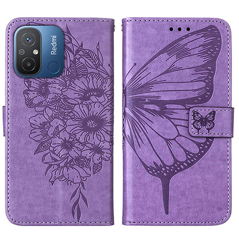 Coque Portefeuille Papillon Livre Cuir Etui Clapet YB2 pour Xiaomi Poco C55 Violet Clair