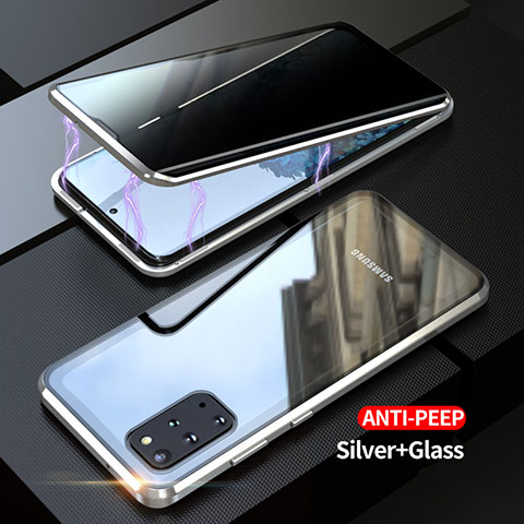 Coque Rebord Bumper Luxe Aluminum Metal Miroir 360 Degres Housse Etui Aimant LK1 pour Samsung Galaxy S20 Plus 5G Argent