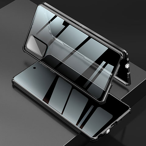 Coque Rebord Bumper Luxe Aluminum Metal Miroir 360 Degres Housse Etui Aimant LK2 pour Samsung Galaxy Note 20 5G Noir