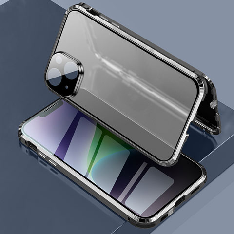 Coque Rebord Bumper Luxe Aluminum Metal Miroir 360 Degres Housse Etui Aimant LK3 pour Apple iPhone 13 Noir