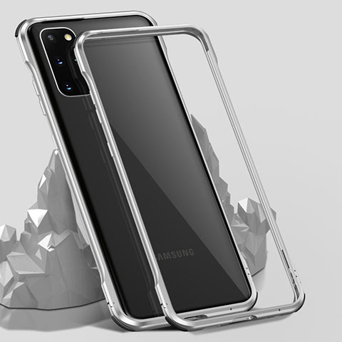 Coque Rebord Bumper Luxe Aluminum Metal Miroir 360 Degres Housse Etui Aimant LK3 pour Samsung Galaxy S20 Plus 5G Argent