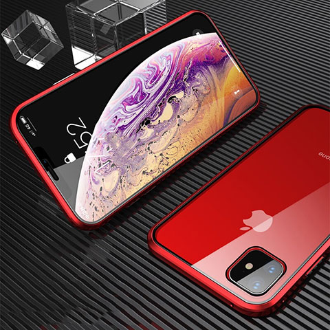 Coque Rebord Bumper Luxe Aluminum Metal Miroir 360 Degres Housse Etui Aimant M01 pour Apple iPhone 11 Rouge