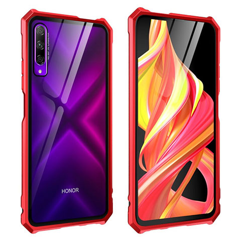 Coque Rebord Bumper Luxe Aluminum Metal Miroir 360 Degres Housse Etui Aimant M01 pour Huawei Honor 9X Pro Rouge