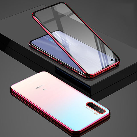 Coque Rebord Bumper Luxe Aluminum Metal Miroir 360 Degres Housse Etui Aimant M01 pour Huawei Mate 40 Lite 5G Rouge