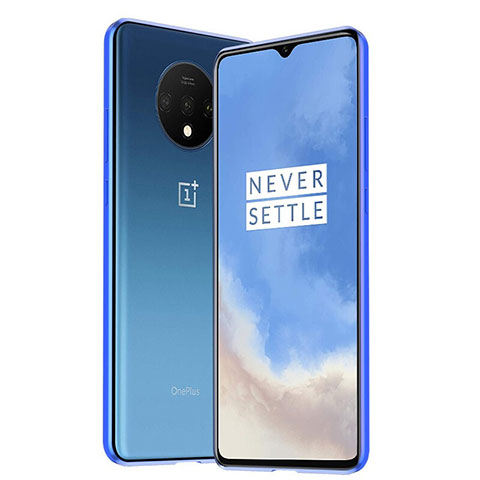 Coque Rebord Bumper Luxe Aluminum Metal Miroir 360 Degres Housse Etui Aimant M01 pour OnePlus 7T Bleu