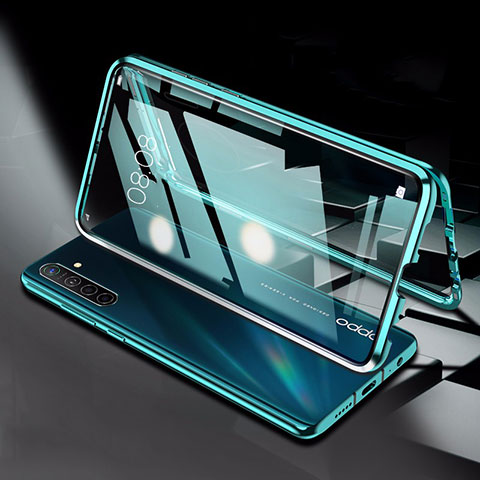 Coque Rebord Bumper Luxe Aluminum Metal Miroir 360 Degres Housse Etui Aimant M01 pour Oppo K5 Vert