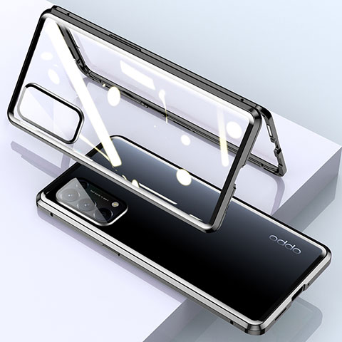 Coque Rebord Bumper Luxe Aluminum Metal Miroir 360 Degres Housse Etui Aimant M01 pour Oppo Reno5 5G Noir